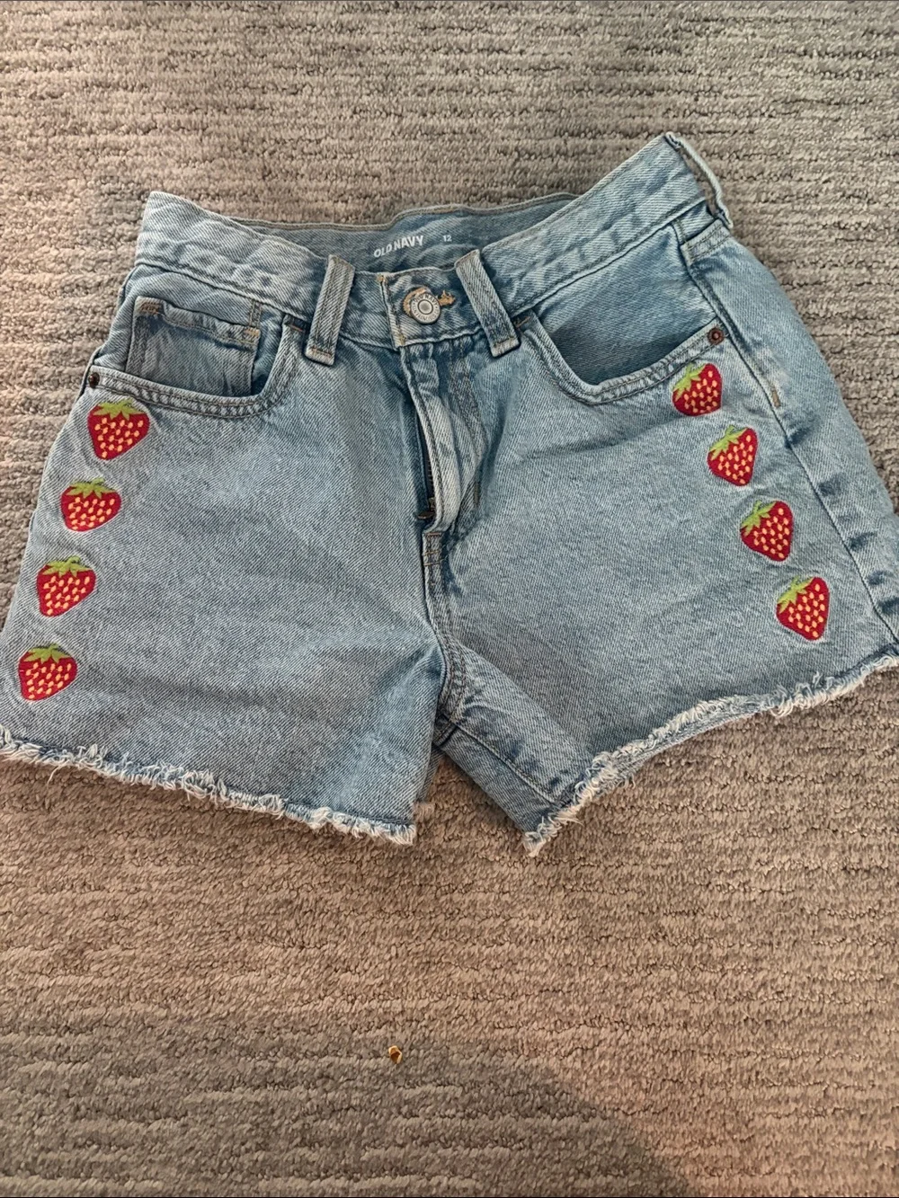 Old Navy Light Blue Denim Shorts with Strawberry Patches
